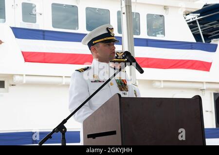 SANTA RITA, Guam (July 29, 2021) - Lt. John Hamel, commanding officer, U.S. Coast Guard Stock Photo