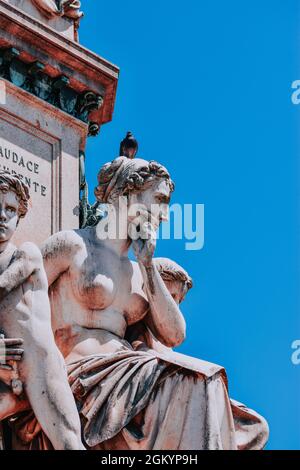 Architectural detail of he monument dedicated to Camillo Benso Conte di Cavour in Turin, Italy Stock Photo