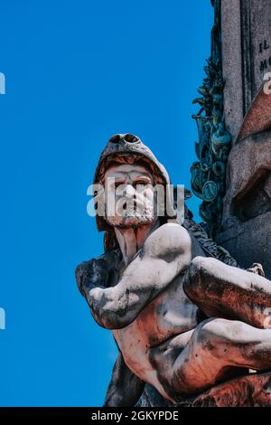 Architectural detail of the monument dedicated to Camillo Benso Conte di Cavour in Turin, Italy Stock Photo