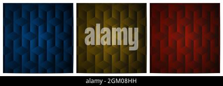 Geometric pattern with striped wavy lines polygonal shape elegant of blue,gold and red background Stock Vector
