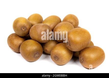 A ripe golden kiwi on a white background Stock Photo