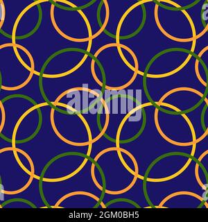 Pattern with circles. Intersecting circular rings. Multicolored geometric shapes. Stock Vector