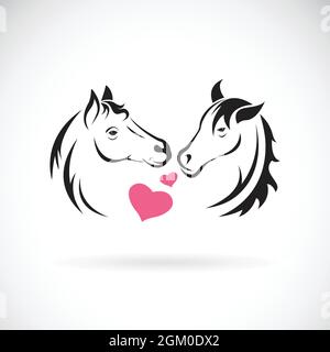 Vector of two horse and heart on white background. Wild Animals. Horse logo or icon. Easy editable layered vector illustration. Stock Vector