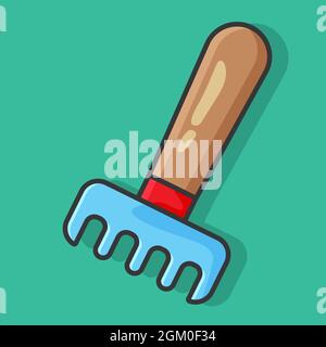 rake tool isolated cartoon vector illustration in flat style Stock Vector
