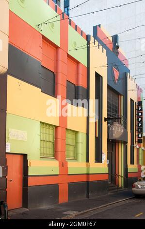 Former synagogue off Rundle Street East in Adelaide, South Australia, later a discotheque, now wears a 1930s Art Deco facade Stock Photo