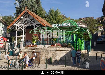 FRANCE HAUTE-SAVOIE (74) THONON-LES-BAINS, FUNICULAR RAILWAY Stock Photo