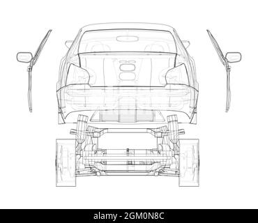 Assembling electric car. Vector Stock Vector