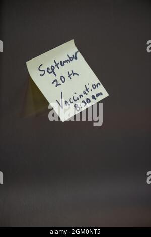 Handwritten message on fridge  Stock Photo