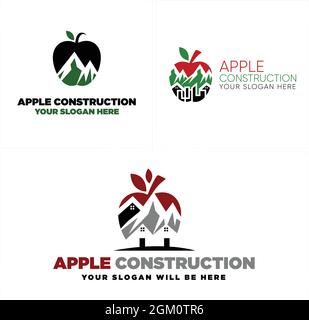 Construction home building apple logo design Stock Vector