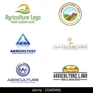 Agriculture landscape nature farming logo design Stock Vector