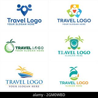 Travel recreation sea golf sport logo design Stock Vector