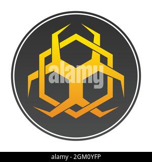 Biohazard symbol vector design with hexagonal geometric figures Stock Vector