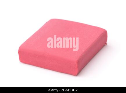 Pink kneaded art eraser Isolated on white Stock Photo