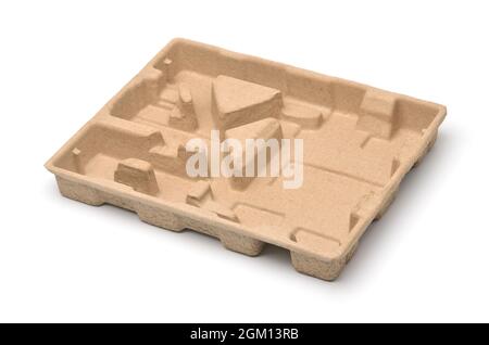 Molded pulp protective packaging tray isolated on white Stock Photo