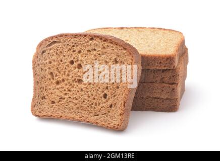 Stack of sliced rye bread isolated on white Stock Photo