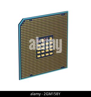 3D model of computer processor (CPU) with visible wire-frame, isolated on white background Stock Photo