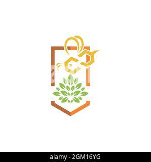 abstract bee fly logo icon flat concept vector graphic design Stock Vector