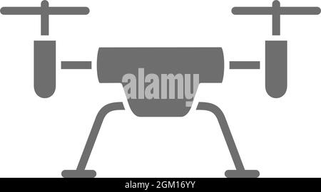 Flying drone grey icon. Isolated on white background Stock Vector