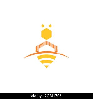 abstract bee stylish logo icon flat concept vector graphic design Stock Vector
