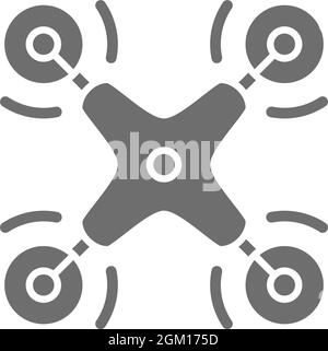 Remote air drone, aerial vehicle grey icon. Stock Vector