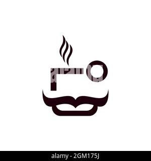 abstract coffee cup mustache logo icon flat concept vector graphic design Stock Vector