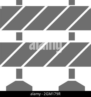 Railroad barrier, roadblock grey icon. Isolated on white background Stock Vector