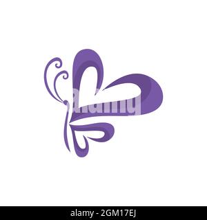 abstract stylish butterfly love logo icon flat concept vector graphic design Stock Vector