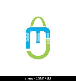 letter M shopping bag logo icon flat concept vector graphic design Stock Vector