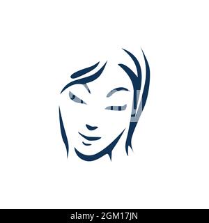 abstract woman feminine face logo icon flat concept vector graphic design Stock Vector