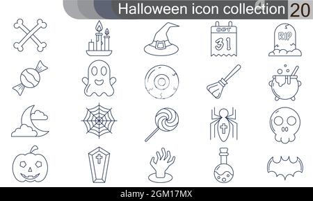 Halloween icon set flat design symbol collection vector image Stock Vector