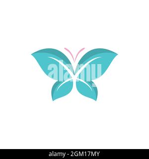 stylish abstract butterfly leaves logo icon flat concept vector graphic design Stock Vector