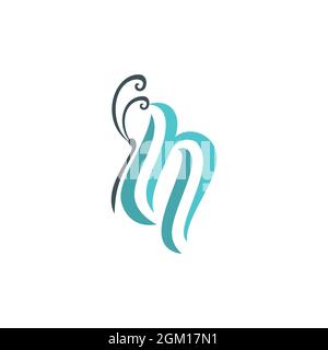 stylish butterfly letter n logo icon flat concept vector graphic design Stock Vector