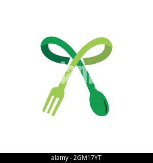 bow tie spoon and fork logo icon flat concept vector graphic design Stock Vector
