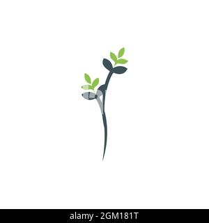stylish plant leaves logo icon flat concept vector graphic design Stock Vector