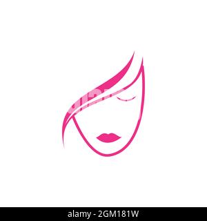 woman feminine face logo icon flat concept vector graphic design Stock Vector