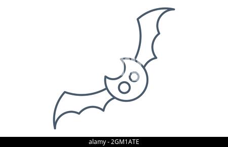 Bat icon, Colorful flat Halloween bat symbols. Thin line art design, Vector illustration Stock Vector