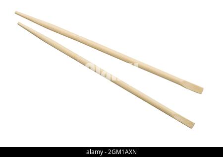 Bamboo disposable chopsticks isolated on white Stock Photo