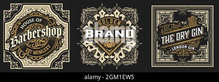 Set of 3 vintage labels for packing Stock Vector
