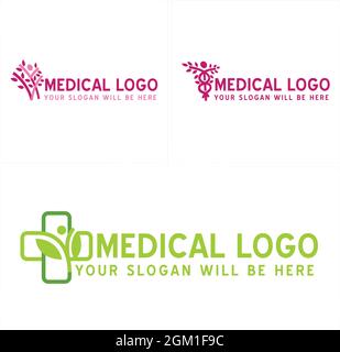 Medical healthcare nature leaf people logo design Stock Vector
