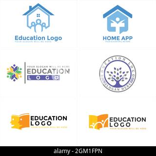 Education community home app people logo design Stock Vector