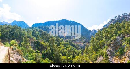 Panoramic view of Goynuk Canyon in Kemer Antalya Turkey Stock Photo