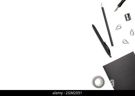 School supply on a white background. Composition with copy space. Stock Photo