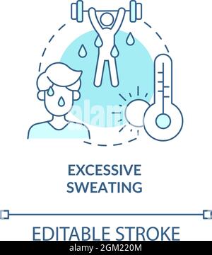 Excessive sweating blue concept icon Stock Vector