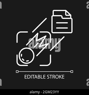 Sending pictures of space white linear icon for dark theme Stock Vector