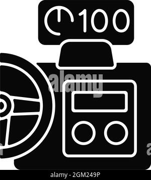 In-car head up display black glyph icon Stock Vector
