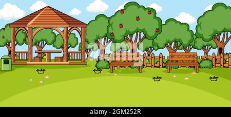 Horizontal scene with pavillion in the park illustration Stock Vector ...