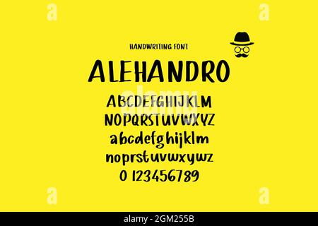 Vintage decorative font with label design and background pattern Stock Vector