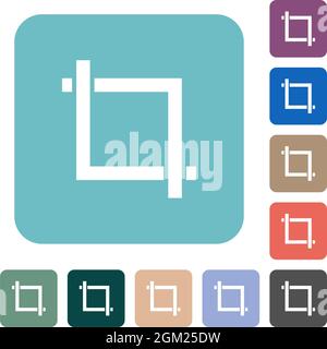 Crop tool white flat icons on color rounded square backgrounds Stock Vector