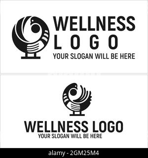 Wellness psychotherapy bird vector icon logo design Stock Vector