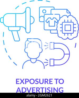 Exposure to advertising blue gradient concept icon Stock Vector
